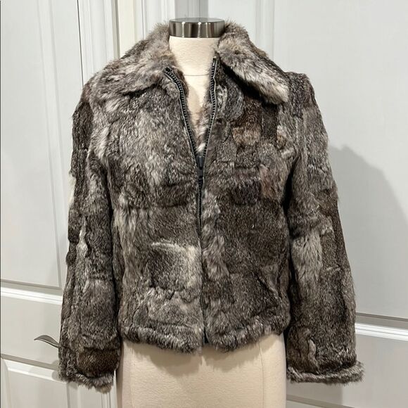 Vintage Rabbit Fur Coat Split End Ltd Short 1970s 1980s Women’s Size Medium - Picture 1 of 16